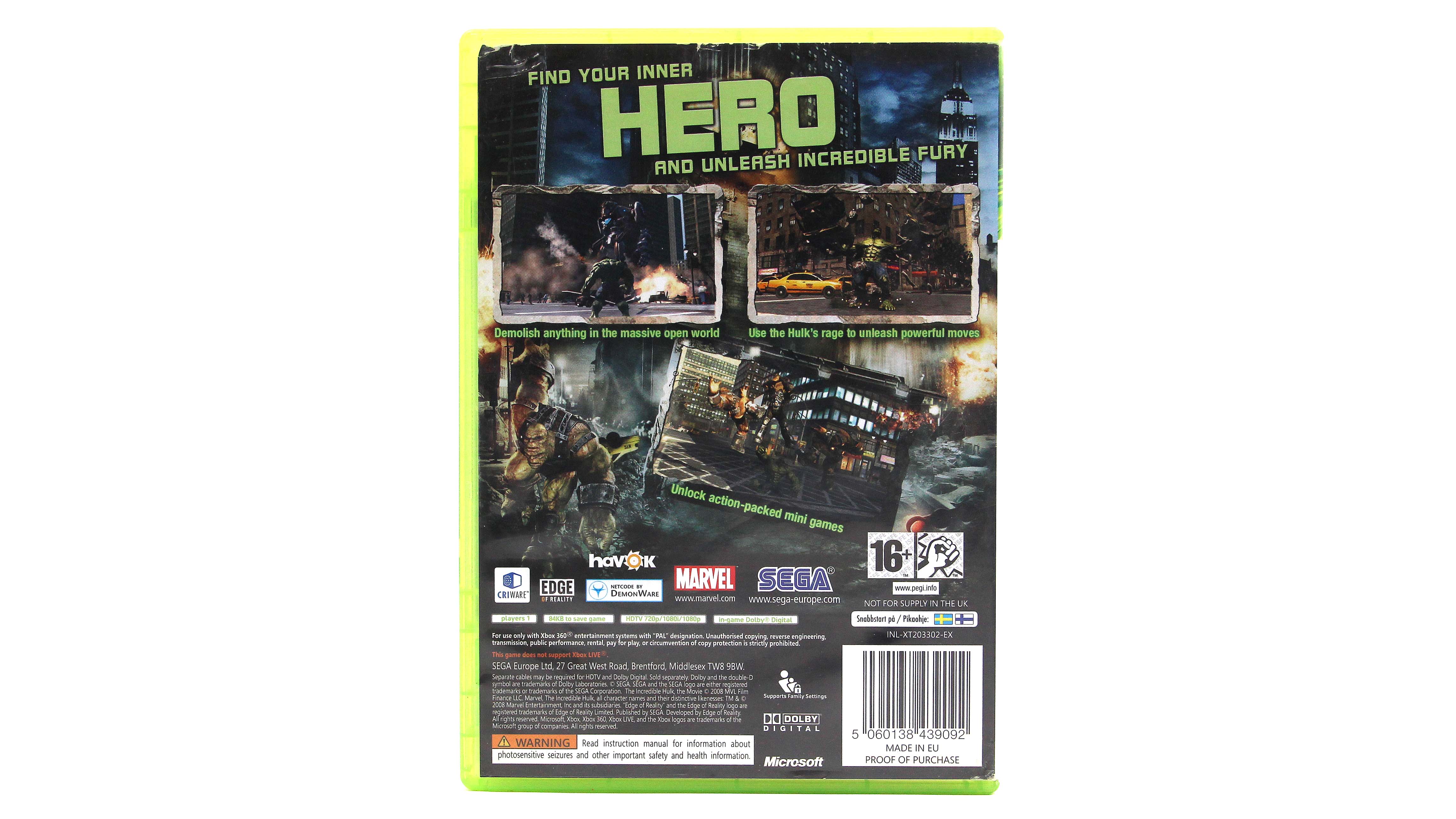 Купить игру The Incredible HULK (Xbox 360, Английский язык), низкая цена,  скидки - Game Port